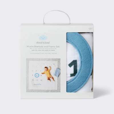 Muslin Blanket With Felt Frame - Blue - Cloud Island™ 5 Muslin Blanket With Felt Frame - Blue - Cloud Island™ - Image 3