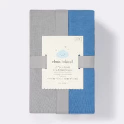 Fitted Jersey Crib Sheet - Cloud Island™ Gray & Blue 2pk -Cloud Island™ GUEST 08733c6f 8e65 45c6 907e d04e9c462222