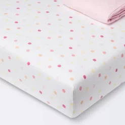 Fitted Jersey Crib Sheet 2pk - Cloud Island™ Multi Dot And Solid Pink -Cloud Island™ GUEST 0d04cf26 865a 42c4 9e1c d09beed344dd