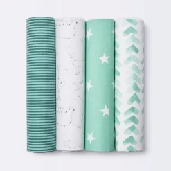Flannel Baby Blankets Starry Slumber - Cloud Island™ Green 4pk -Cloud Island™ GUEST 0ed70487 8eef 413f 8ab2 86ba4f59ae76