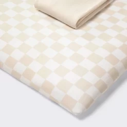 Fitted Play Yard Jersey Sheet - Cream Checks - 2pk - Cloud Island™ -Cloud Island™ GUEST 14936925 bda5 4066 be44 425c94a75b07