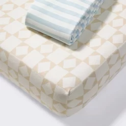 Fitted Jersey Crib Sheet - Stripes & Checks - 2pk - Cloud Island™ -Cloud Island™ GUEST 16fc8848 4525 47b8 9617 c6d853c10146