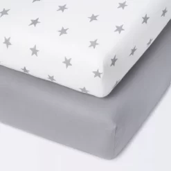 Fitted Mini Crib Jersey Sheet - Cloud Island™ Star/Gray 2pk 7 Fitted Mini Crib Jersey Sheet - Cloud Island™ Star/Gray 2pk -Cloud Island™ GUEST 187ca05c 3897 46a7 be55 536216c3d1d5