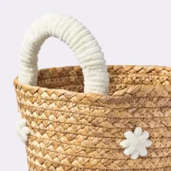 Braided Water Hyacinth With Tufted Embroidery Small Round Storage Basket - Cloud Island™ -Cloud Island™ GUEST 25262684 ed5d 4e0f b7b4 6e925d28f121