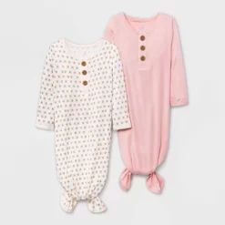 Baby Girls' 2pk Modal Tie NightGown - Cloud Island™ Pink -Cloud Island™ GUEST 261e7217 0f0a 40b9 bec6 74f8b1f7e4c6