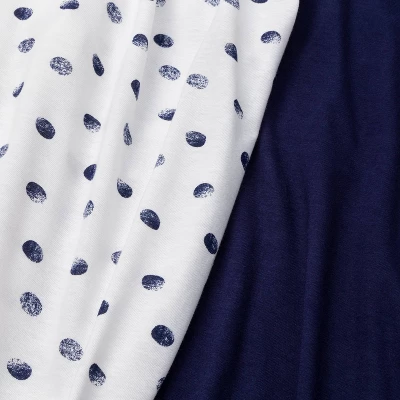 Fitted Jersey Crib Sheet Dots And Solid Navy Blue - Cloud Island™ - Navy - 2pk 3 Fitted Jersey Crib Sheet Dots And Solid Navy Blue - Cloud Island™ - Navy - 2pk