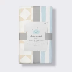 Fitted Jersey Crib Sheet - Stripes & Checks - 2pk - Cloud Island™ -Cloud Island™ GUEST 26ca8228 7e32 4e72 a97a 78fc9ddbee70