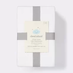 Fitted Jersey Crib Sheet - Cloud Island™ - White 2pk -Cloud Island™ GUEST 27c564b6 9769 4312 a495 e8e7401c67d4