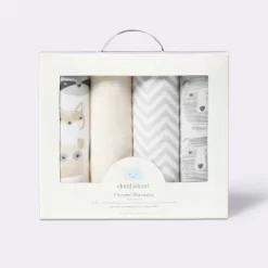 Flannel Baby Blankets Little Cub - Cloud Island™ Gray/Neutral 4pk -Cloud Island™ GUEST 27cd4a03 6673 4487 8716 2f03eec68a4c