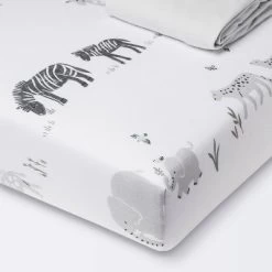 Fitted Jersey Crib Sheet 2pk - Cloud Island™ Two By Two Animals And Solid Gray -Cloud Island™ GUEST 2a2cca43 adc9 41df 846f a496c4459f3f