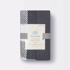 Fitted Playyard Jersey Sheet Gingham - Cloud Island™ - Gray - 2pk -Cloud Island™ GUEST 3b6f3140 518c 48ea ac7f a96c68d78b1a