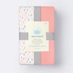 Fitted Jersey Crib Sheet - Cloud Island™ Confetti/Coral 2pk -Cloud Island™ GUEST 51b56940 0d40 48f0 9e39 15ce911be427
