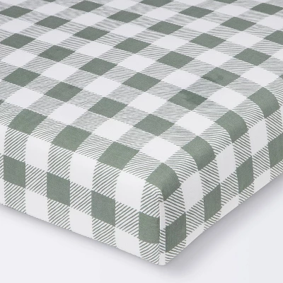 Fitted Crib Sheet - Cloud Island™ Green Gingham 7 Fitted Crib Sheet - Cloud Island™ Green Gingham - Image 5