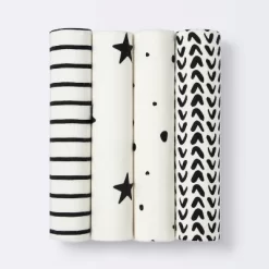 Flannel Baby Blanket - Cloud Island™ - Black/White - 4pk -Cloud Island™ GUEST 5c421cc6 de1e 4e0c a502 8fa0c3e5b3a0