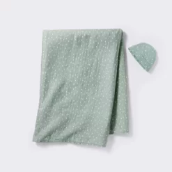 Hospital Muslin Swaddle And Hat Gift Set - 2ct - Green - Cloud Island™ -Cloud Island™ GUEST 5c9b3fa2 d1e7 4c7d 85f1 e315a40c1f90