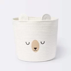 Medium Coiled Rope Round Basket Sleepy Bear - Cream - Cloud Island™ -Cloud Island™ GUEST 62be5e8c 74ee 4c31 ab9e 027a2e268774