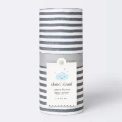 Jersey Swaddle Blanket Stripe - Cloud Island™ White/Gray -Cloud Island™ GUEST 6392004a a600 44b6 82ec 73dbf1c3e734