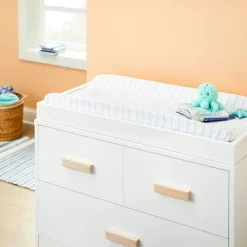 Plush Changing Pad Cover Sea Stripe - White/Blue - Cloud Island™