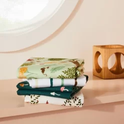 Flannel Baby Blanket Fauna - Green/White/Pink - 4pk - Cloud Island™