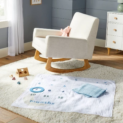 Muslin Blanket With Felt Frame - Blue - Cloud Island™ 3 Muslin Blanket With Felt Frame - Blue - Cloud Island™