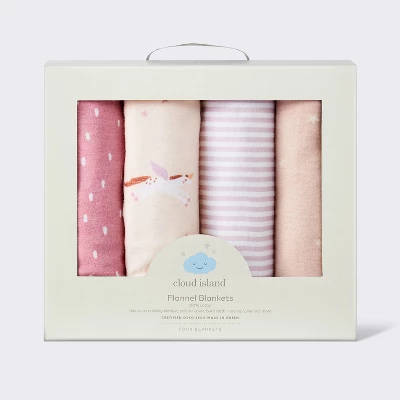 Flannel Baby Blankets - Unicorns - 4pk - Cloud Island™ 5 Flannel Baby Blankets - Unicorns - 4pk - Cloud Island™ - Image 3
