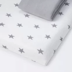 Fitted Play Yard Jersey Sheet Scatter Star And Solid Gray - Cloud Island™ 2pk -Cloud Island™ GUEST 82e51338 6b1f 44d1 9a0b 8a87054cd162
