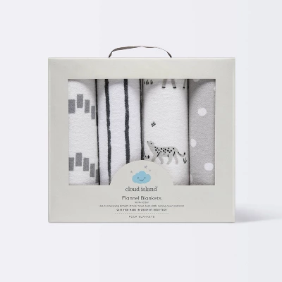 Flannel Baby Blanket - Cloud Island™ Two By Two Animals - 4pk 4 Flannel Baby Blanket - Cloud Island™ Two By Two Animals - 4pk - Image 2