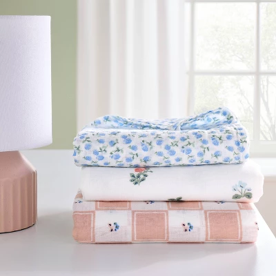 Muslin Swaddle Baby Blanket - Traditional Floral - 3pk - Cloud Island™ 3 Muslin Swaddle Baby Blanket - Traditional Floral - 3pk - Cloud Island™