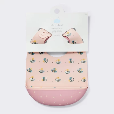 Silicone Bibs - 2pk - Flowers/Dots - Cloud Island™ 3 Silicone Bibs - 2pk - Flowers/Dots - Cloud Island™ - Image 2