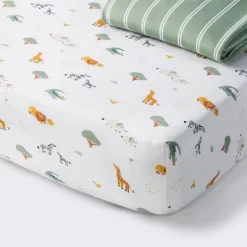 Fitted Jersey Crib Sheet - Safari Stripes - 2pk - Cloud Island™ -Cloud Island™ GUEST 91672444 4a25 4064 a6ef 48ed2daa22a3