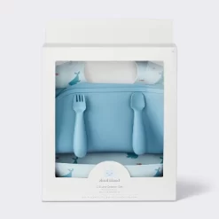 Silicone Bib And Utensil Feeding Set - 4pc - Blue - Cloud Island™ -Cloud Island™ GUEST 9231de35 34d9 4a0c 9d0e b12c6347253e