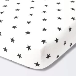 Flannel Fitted Crib Sheet Stars - Cloud Island™ - Cream/Black -Cloud Island™ GUEST 93a57524 5492 4797 9c4e b544f03e5146