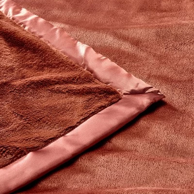 Solid Satin Edge Plush Baby Blanket - Russet Brown - Cloud Island™ 4 Solid Satin Edge Plush Baby Blanket - Russet Brown - Cloud Island™ - Image 2