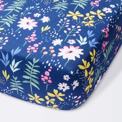 Fitted Crib Sheet Wildflower Dark - Cloud Island™ Navy Floral 7 Fitted Crib Sheet Wildflower Dark - Cloud Island™ Navy Floral - Image 5
