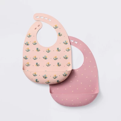 Silicone Bibs - 2pk - Flowers/Dots - Cloud Island™ 5 Silicone Bibs - 2pk - Flowers/Dots - Cloud Island™ - Image 4