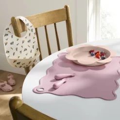 Silicone Bib And Utensil Feeding Set - 4pc - Pink - Cloud Island™