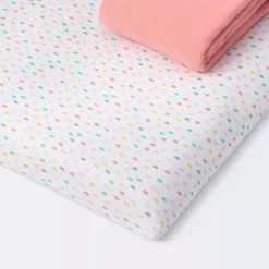 Fitted Play Yard Jersey Sheet - Cloud Island™ Confetti/Coral 2pk -Cloud Island™ GUEST aa56a9e8 f732 46c7 a1b3 1e30e213df10
