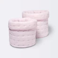 Quilted Gauze Medium Round Storage Bin - Cloud Island™ Pink Stripe 7 Quilted Gauze Medium Round Storage Bin - Cloud Island™ Pink Stripe -Cloud Island™ GUEST ac06777e 2a05 4350 b393 154caf98aaa3