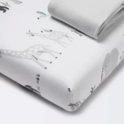 Fitted Play Yard Jersey Sheet 2pk - Cloud Island™ Two By Two Animals And Solid Gray -Cloud Island™ GUEST b06aebc8 0e86 4196 a949 c0b16ab2c0fe