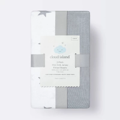 Fitted Mini Crib Jersey Sheet - Cloud Island™ Star/Gray 2pk 4 Fitted Mini Crib Jersey Sheet - Cloud Island™ Star/Gray 2pk - Image 2