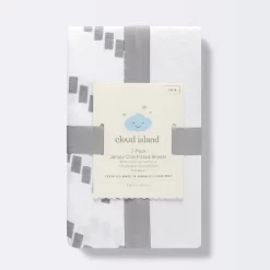 Fitted Jersey Crib Sheet - Cloud Island™ Gray Chevron And Solid White - 2pk -Cloud Island™ GUEST c62fb659 0ab0 4bfc 8594 efba432915bd