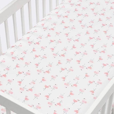 Crib Fitted Sheet Flamingos - Cloud Island™ - Pink/White 3 Crib Fitted Sheet Flamingos - Cloud Island™ - Pink/White