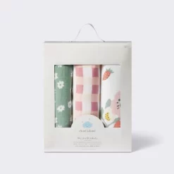 Muslin Swaddle Baby Blanket - Floral Gingham - 3pk - Cloud Island™ -Cloud Island™ GUEST dc5c9b9f 5f40 4544 8170 5f803e704612