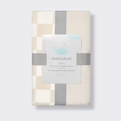 Fitted Play Yard Jersey Sheet - Cream Checks - 2pk - Cloud Island™ -Cloud Island™ GUEST e9082290 692b 440e 8396 ce99c3d368d7