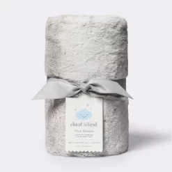 Solid Satin Edge Plush Blanket - Cloud Island™ Gray -Cloud Island™ GUEST ef58fef4 d999 41d3 8f90 c10a880399a3