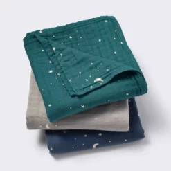 Muslin Swaddle Baby Blanket - Cool Metallic - 3pk - Cloud Island™ -Cloud Island™ GUEST f33cae79 c56c 4376 a91c dc5e8fc49bd5